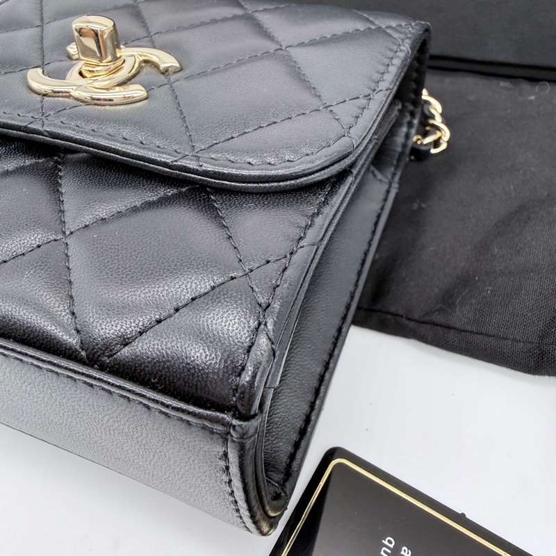 🌷小包甜價保卡款!Chanel 香奈兒 Trendy cc mini 黑金扣-3