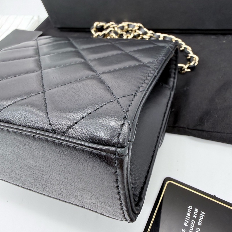 🌷小包甜價保卡款!Chanel 香奈兒 Trendy cc mini 黑金扣-5
