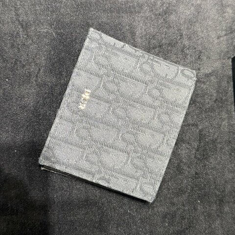 🖤 Dior 經典 Oblique 黑色帆布拼接皮革壓紋短夾