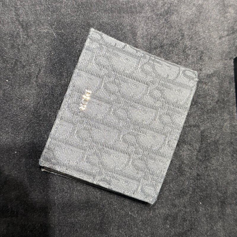 🖤 Dior 經典 Oblique 黑色帆布拼接皮革壓紋短夾-0