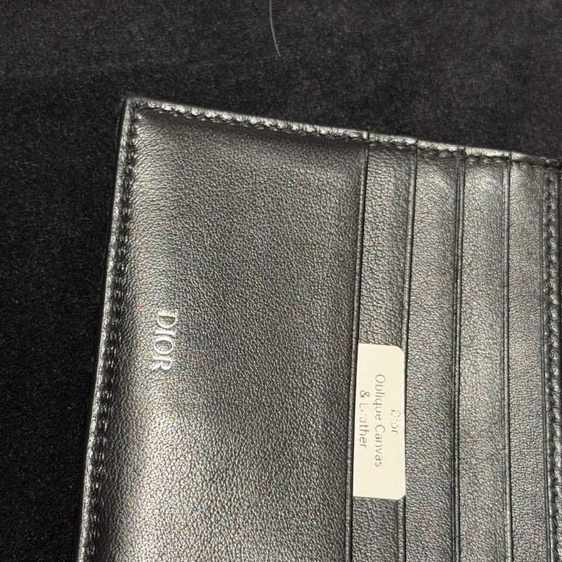 🖤 Dior 經典 Oblique 黑色帆布拼接皮革壓紋短夾-3