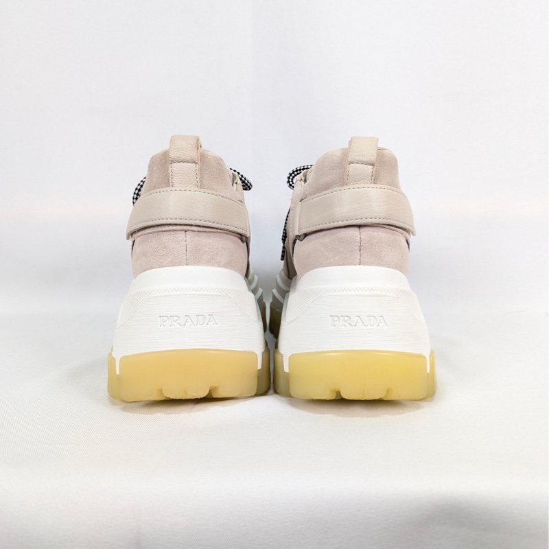 莉亞精品♡ PRADA 米色麂皮厚底老爹鞋 尺碼36 二手美品-3