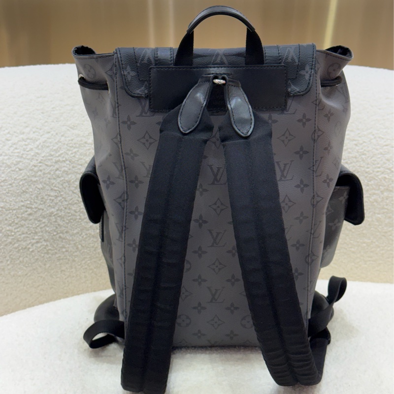 LV 老花雙拼色男後背包-1