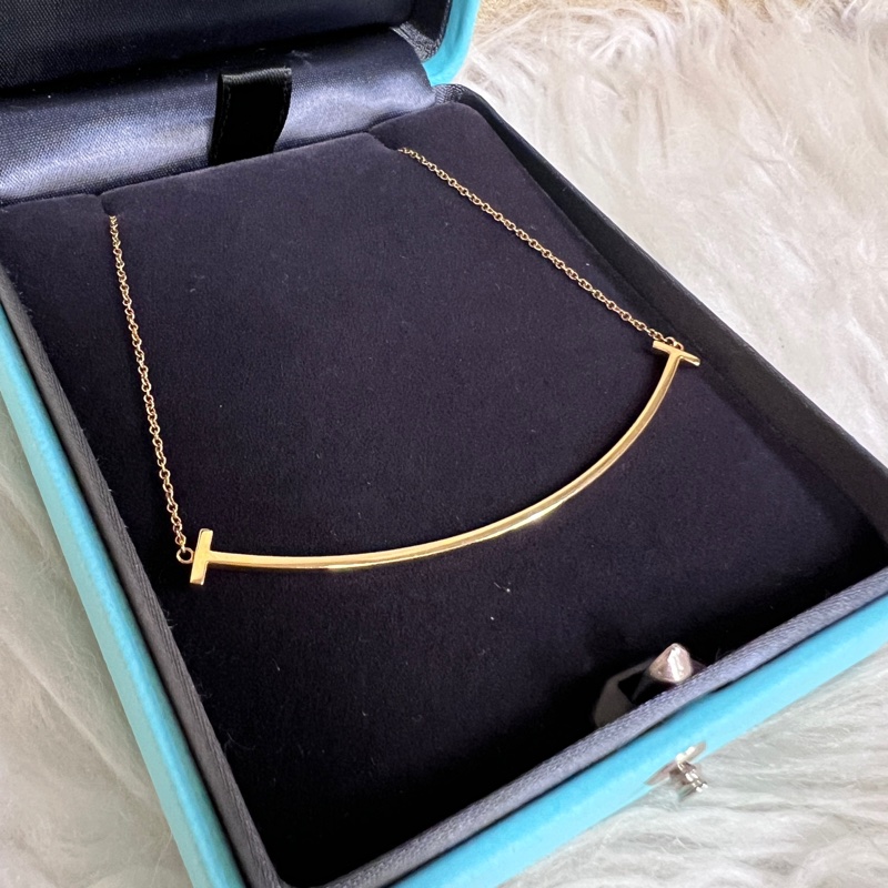 Tiffany 18黃k大微笑項鏈Tsmile33637179-2