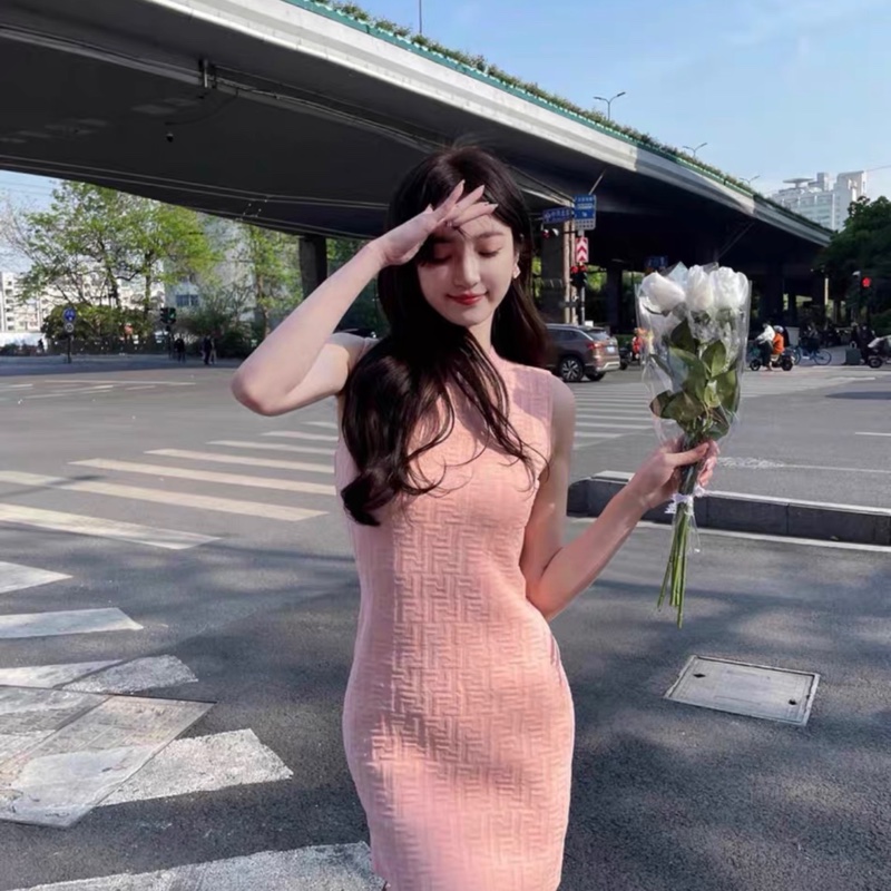 Fendi • 芬迪滿版老花粉色連身裙 全新帶吊牌-2