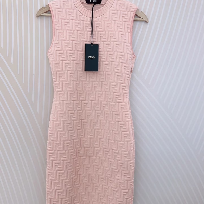 Fendi • 芬迪滿版老花粉色連身裙 全新帶吊牌-3