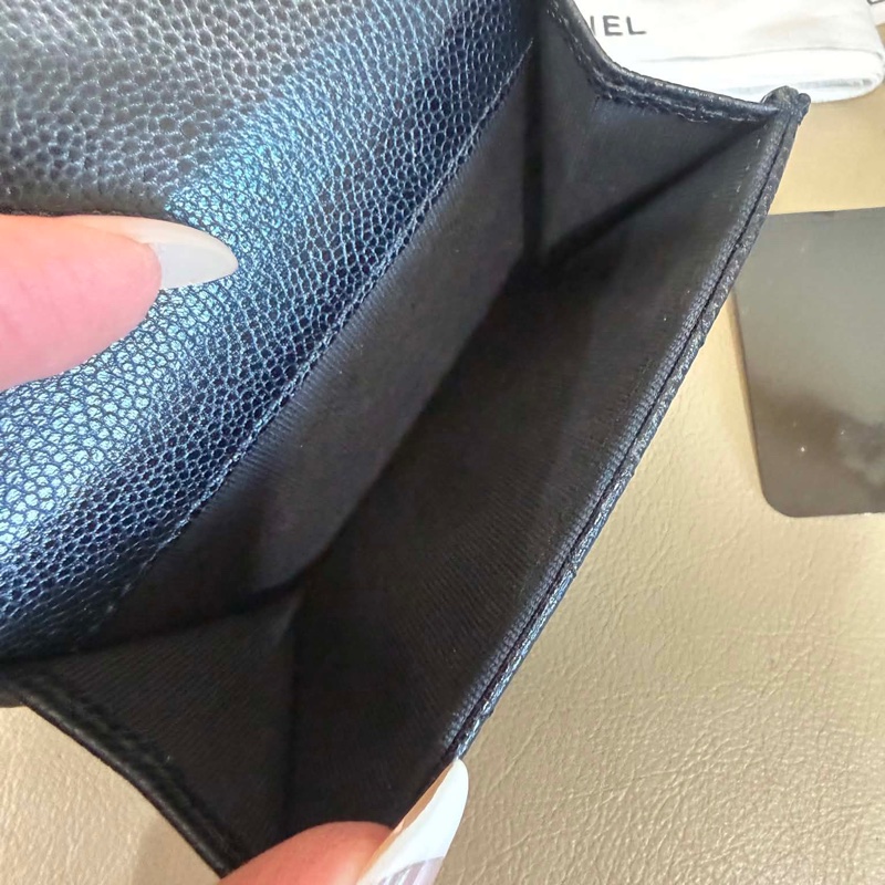 CHANEL經典CF mini荔枝牛皮三折扣式短夾 - 黑金 (晶片款)-34