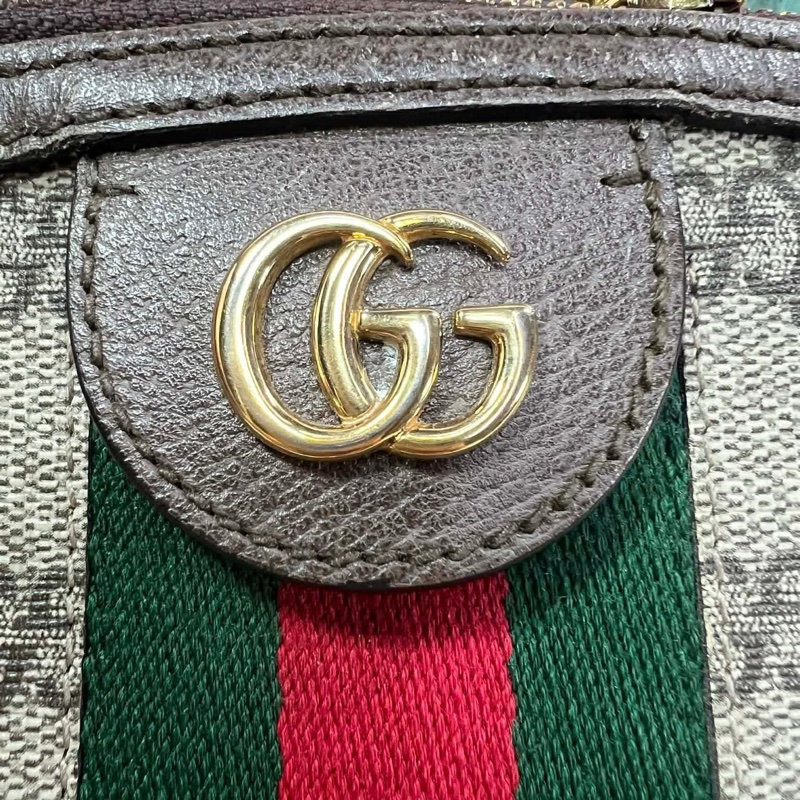 Gucci 經典Ophidia GG Supreme 綠紅綠經典織帶 肩背包 半月包 貝殼包-22