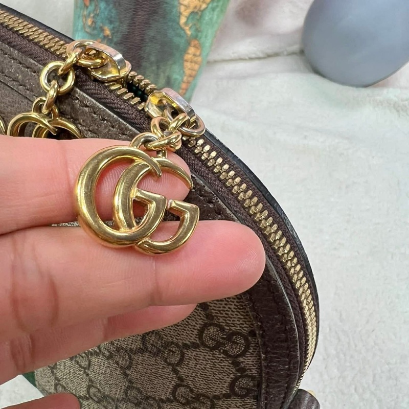 Gucci 經典Ophidia GG Supreme 綠紅綠經典織帶 肩背包 半月包 貝殼包-23