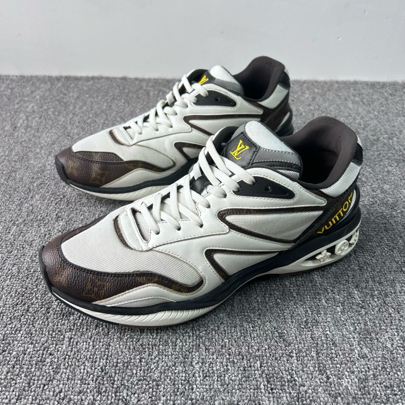 Louis Vuitton 路易威登 LV Trail 老花拼接跑鞋 白棕色 /41碼 /7碼 /95新-0