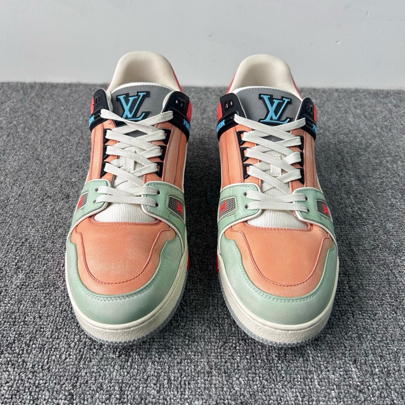 LOUIS VUITTON 路易威登 LV TRAINER 粉綠黑馬卡龍 休閒鞋/43.5碼 /9.5碼 98新-1