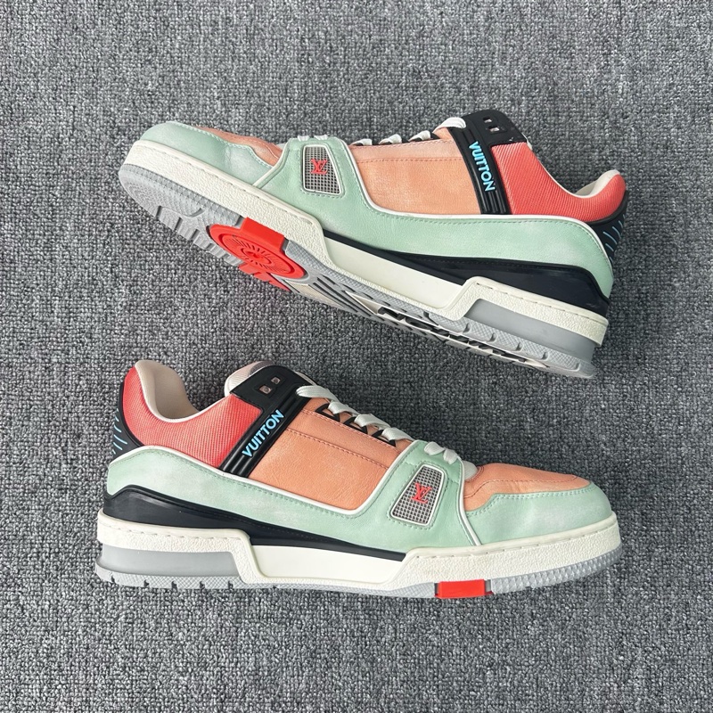 LOUIS VUITTON 路易威登 LV TRAINER 粉綠黑馬卡龍 休閒鞋/43.5碼 /9.5碼 98新-3