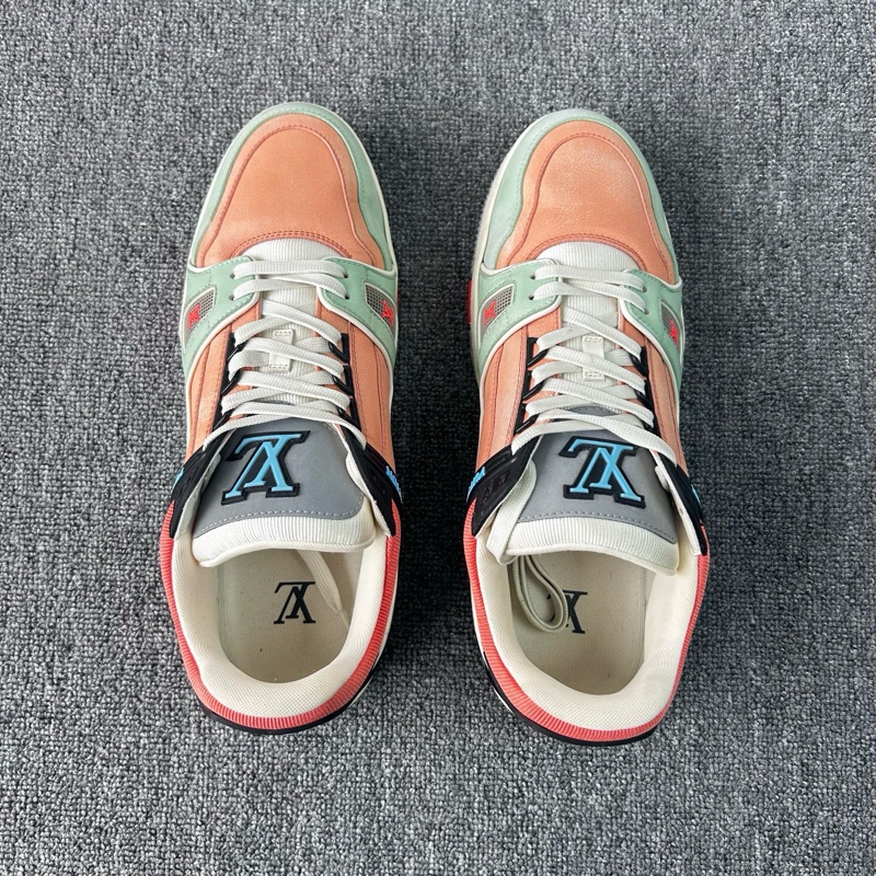 LOUIS VUITTON 路易威登 LV TRAINER 粉綠黑馬卡龍 休閒鞋/43.5碼 /9.5碼 98新-4