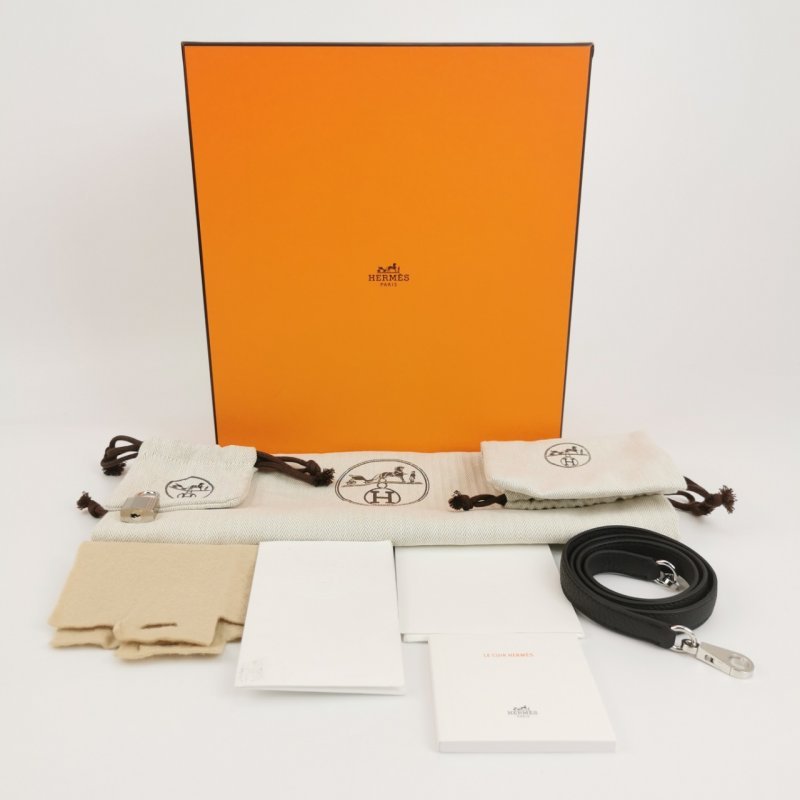 Hermes Kelly凱莉包款25旋扣手提單肩包Evercolor牛皮銀扣89黑色G刻-8