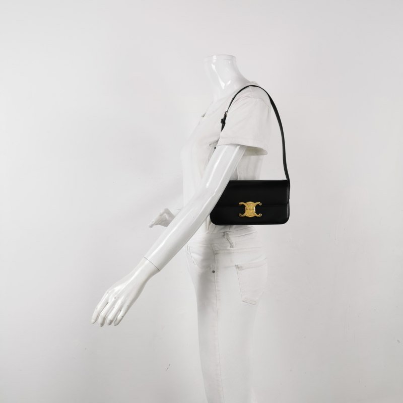 Celine Claude牛皮純色凱旋門Logo單肩包-1