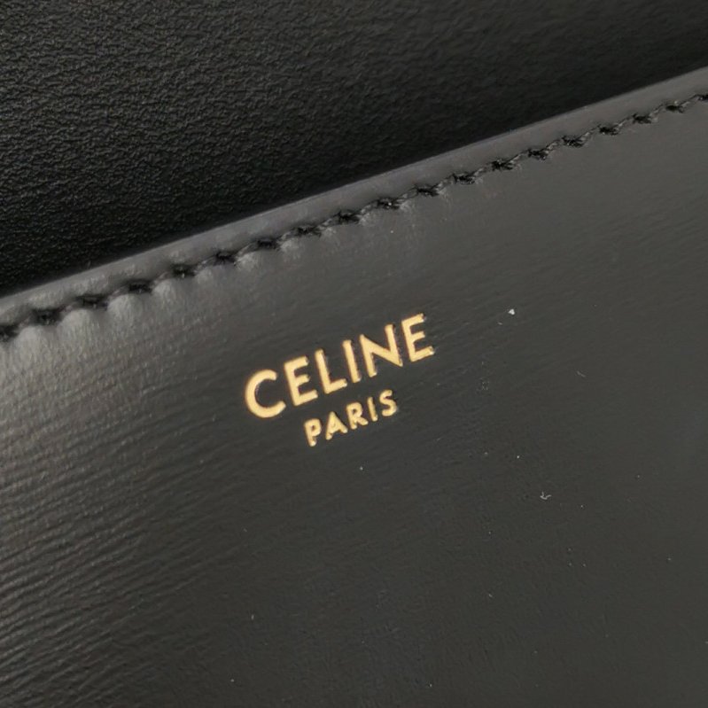 Celine Claude牛皮純色凱旋門Logo單肩包-7