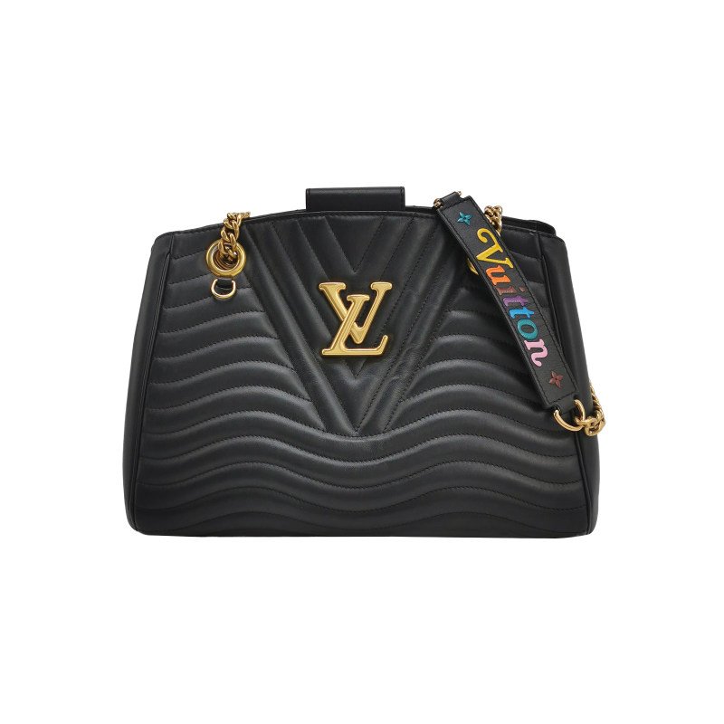 Louis Vuitton (LV) New Wave牛皮純色絎縫Logo標誌單肩包晶片款-0