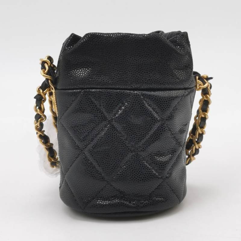 Chanel 牛皮純色菱格絎縫雙C Logo金幣斜背包單肩包-4