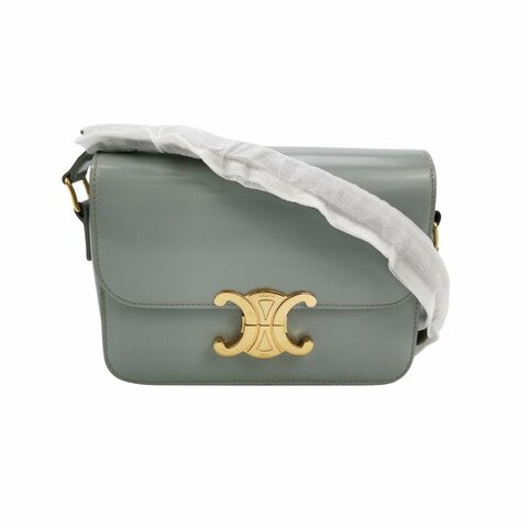 Celine Triomphe凱旋門Teen牛皮Logo插扣單肩包