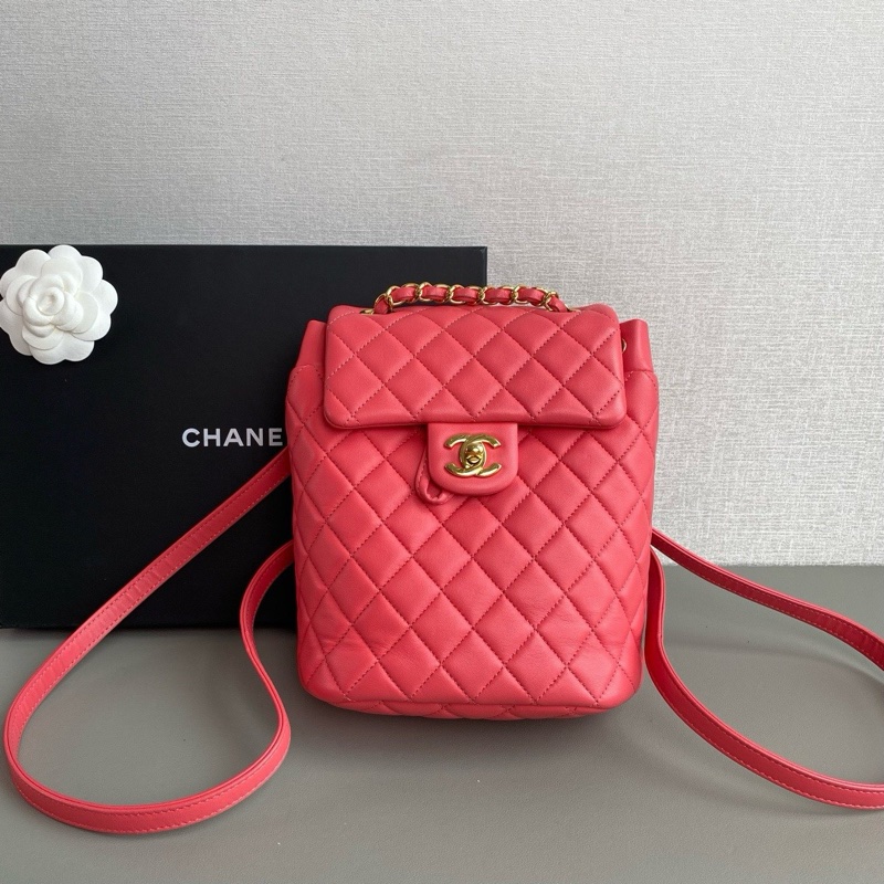 💎Chanel香奈兒|粉色羊皮薩爾茨堡雙肩包|98新27開-1