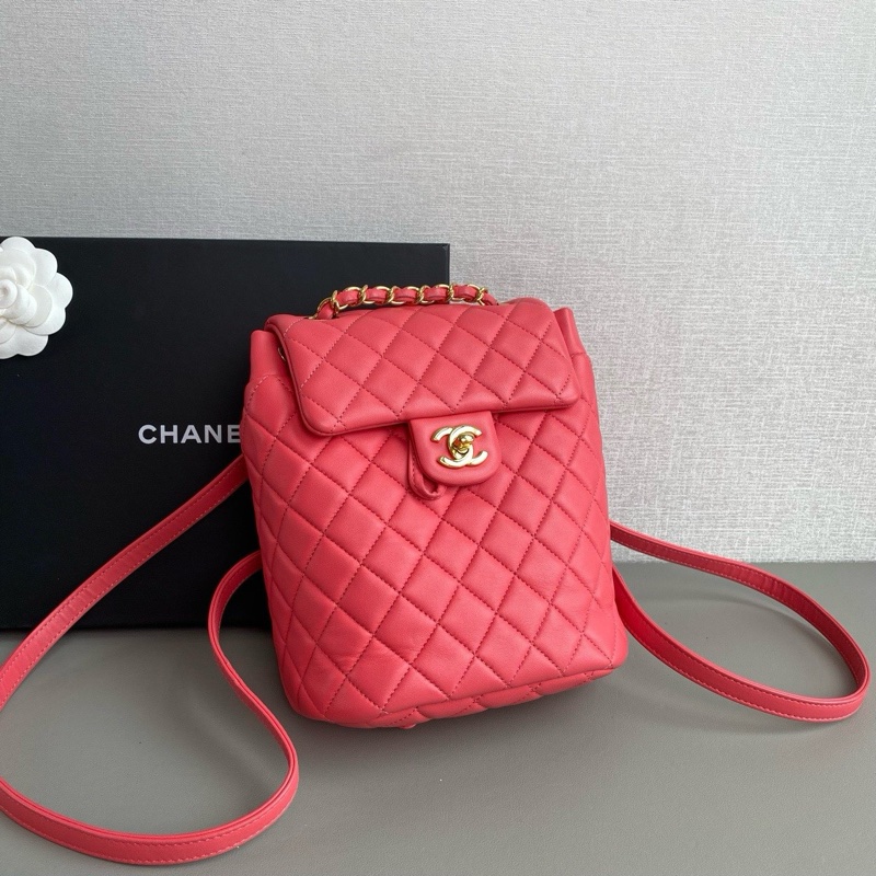 💎Chanel香奈兒|粉色羊皮薩爾茨堡雙肩包|98新27開-2