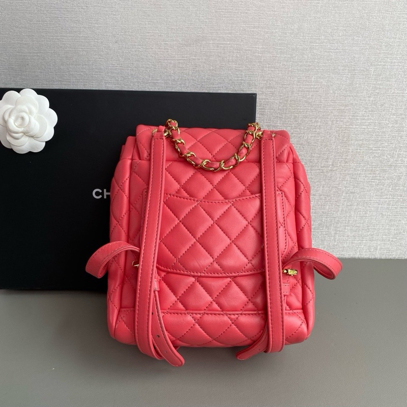 💎Chanel香奈兒|粉色羊皮薩爾茨堡雙肩包|98新27開-4