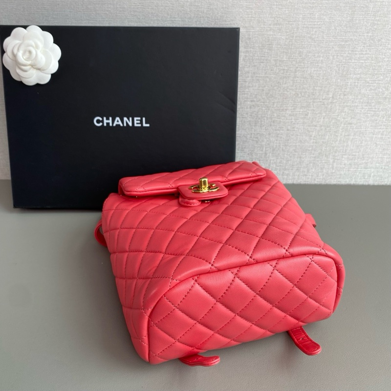 💎Chanel香奈兒|粉色羊皮薩爾茨堡雙肩包|98新27開-5