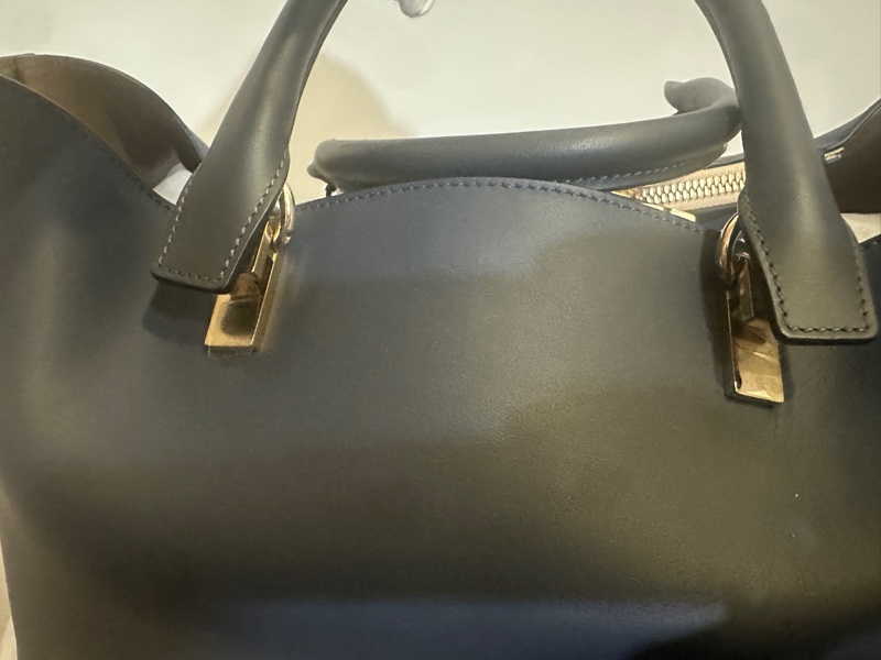Chloé 雙色皮革手提包|全新未使用|深藍×淺藍配色-5