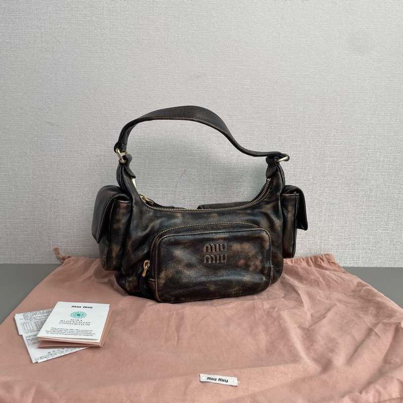 ✨Miu Miu繆繆|Hobo舊巧克力棕色腋下包/機車包|98新-2