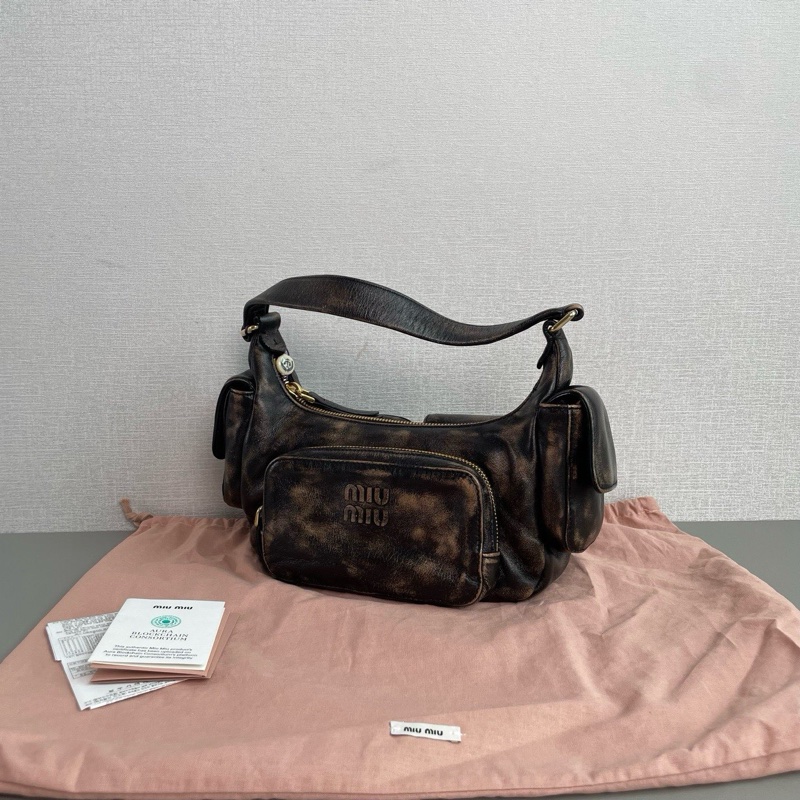 ✨Miu Miu繆繆|Hobo舊巧克力棕色腋下包/機車包|98新-3