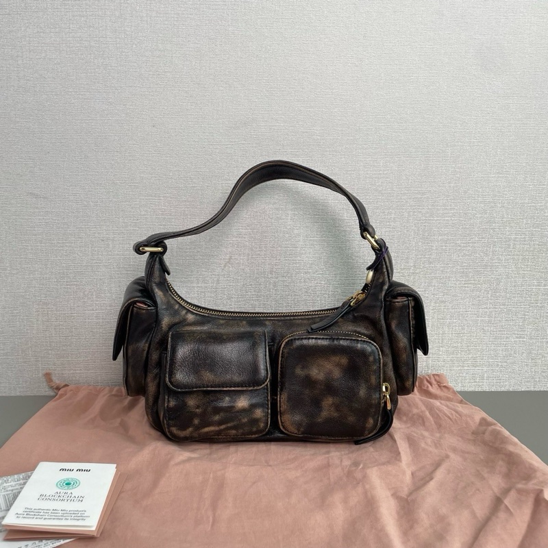 ✨Miu Miu繆繆|Hobo舊巧克力棕色腋下包/機車包|98新-4