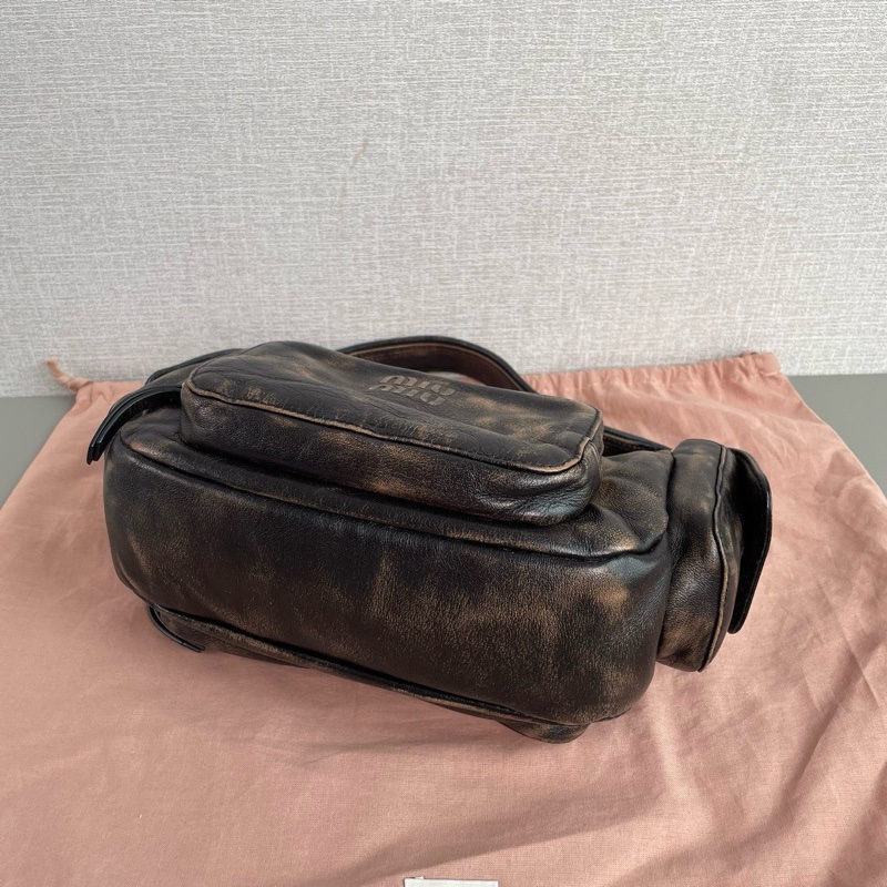 ✨Miu Miu繆繆|Hobo舊巧克力棕色腋下包/機車包|98新-6