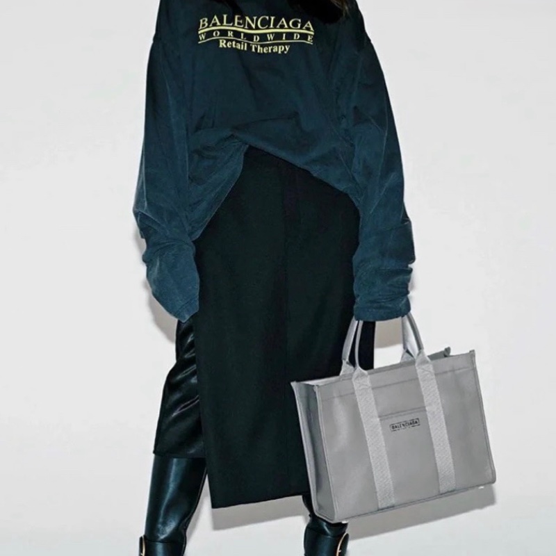 Balenciaga canvas tote ( Grey )-4