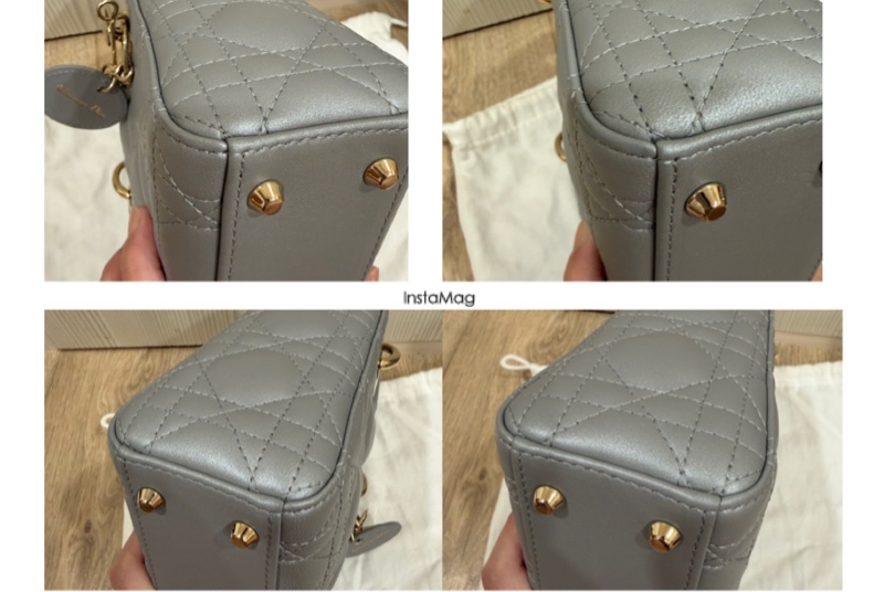 Dior lady Dior 乳灰色珠光藤格纹小羊皮手提包-1