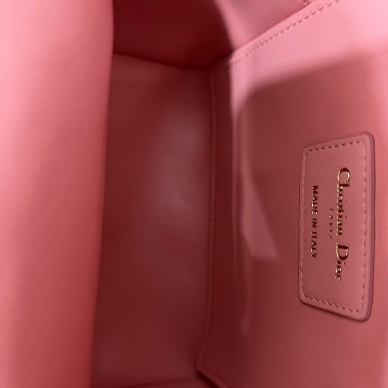 Dior/迪奧 粉色迷你Backpack藤格紋雙肩包-7