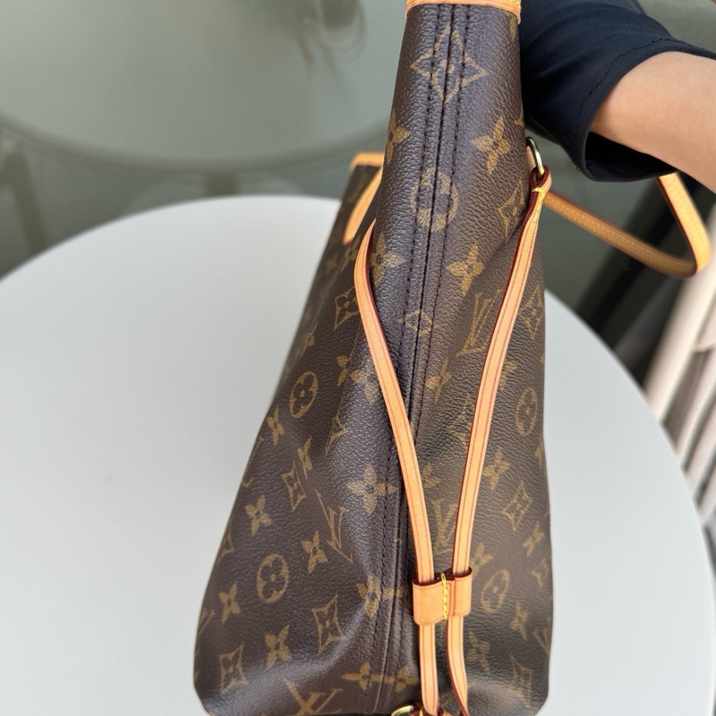 lv neverfull中號米色內里購物袋 芯片款-8