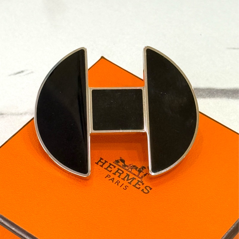 Hermès 2002系列黑色琺瑯髮夾-1