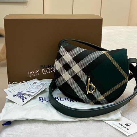 BURBERRY Rocking Horse 包 綠格紋馬鞍包 斜背包 肩背包 8081408正品 二手精品