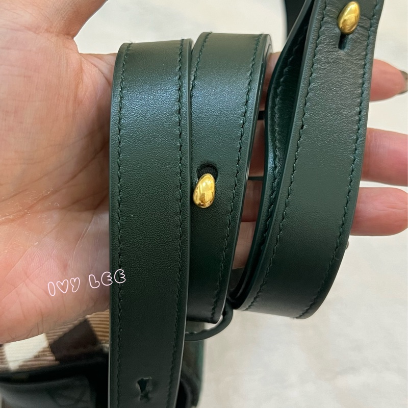 BURBERRY Rocking Horse 包 綠格紋馬鞍包 斜背包 肩背包 8081408正品 二手精品-8