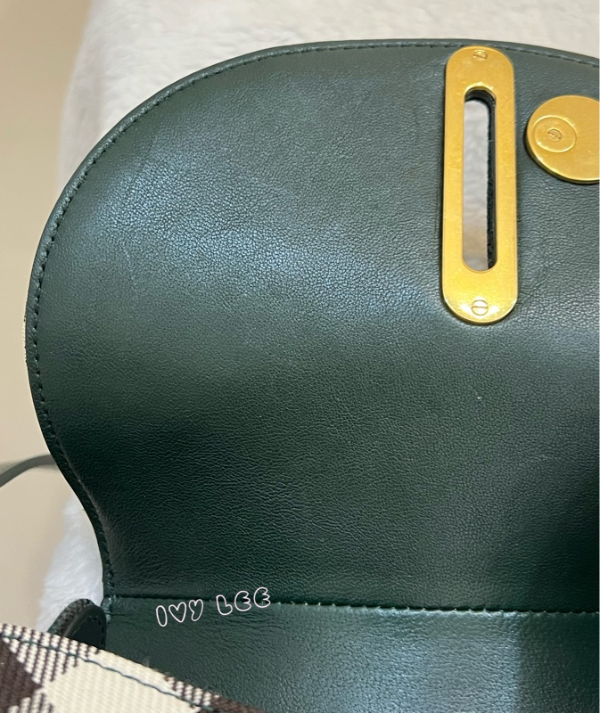 BURBERRY Rocking Horse 包 綠格紋馬鞍包 斜背包 肩背包 8081408正品 二手精品-18