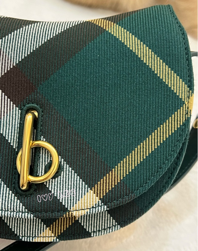 BURBERRY Rocking Horse 包 綠格紋馬鞍包 斜背包 肩背包 8081408正品 二手精品-24