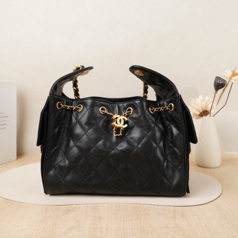 【VUINCA Vintage】CHANEL 25bag Small 黑色牛皮芯片款