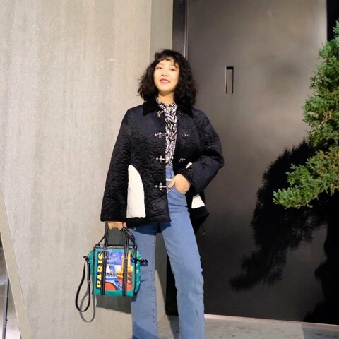 Balenciaga 綠色巴黎地標 印花肩背包27*28 99新配件塵袋