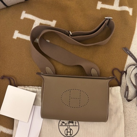 Hermes Videpoches愛馬仕大象灰斜背包Togo皮