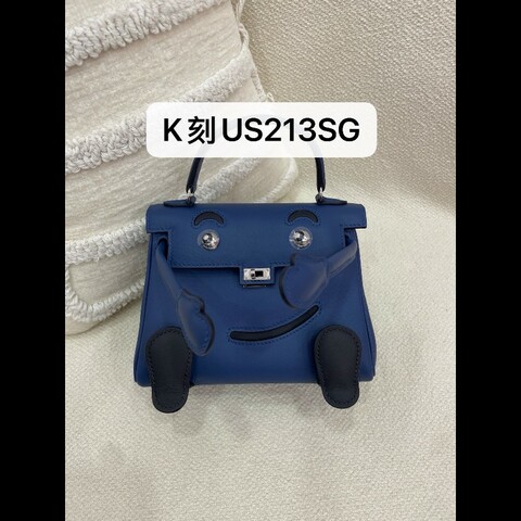 Hermes Kelly Dole P5 扎染藍/黑腳 銀扣