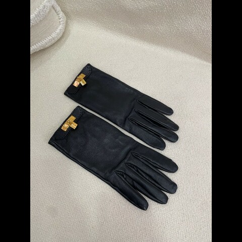 Hermes Soya Kelly 鎖扣 羊羔皮手套 金扣 7號半