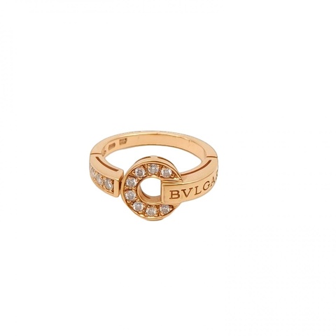 BVLGARI 銅錢鑲鑽戒指18K玫瑰金/鑽石54