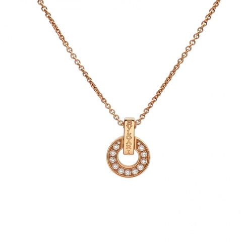 BVLGARI 銅錢項鏈滿鑽18K玫瑰金/鑽石