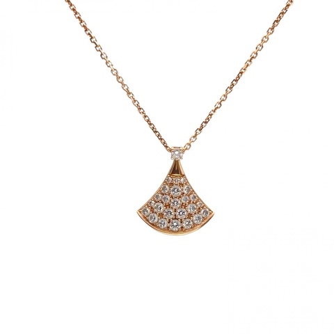 BVLGARI DIVASDREAM18K金滿鑽扇子項鏈18K玫瑰金/鑽石