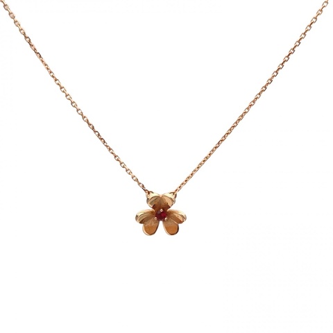 VAN CLEEF&ARPELS Frivole花朵項鏈迷你單鑽18K玫瑰金
